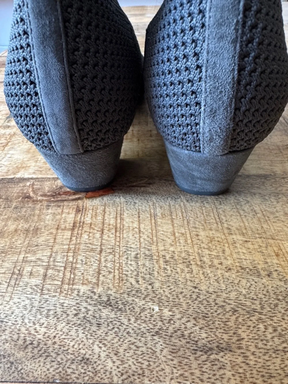 Eileen Fisher Purl Knit Pointed Toe Ankle Boot Booties in Charcoal Gray NEW 7.5